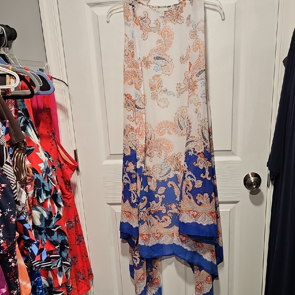 Cato Blue and Orange Paisley Vest